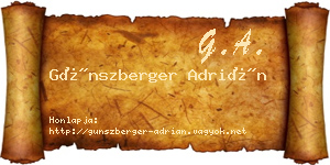 Günszberger Adrián névjegykártya